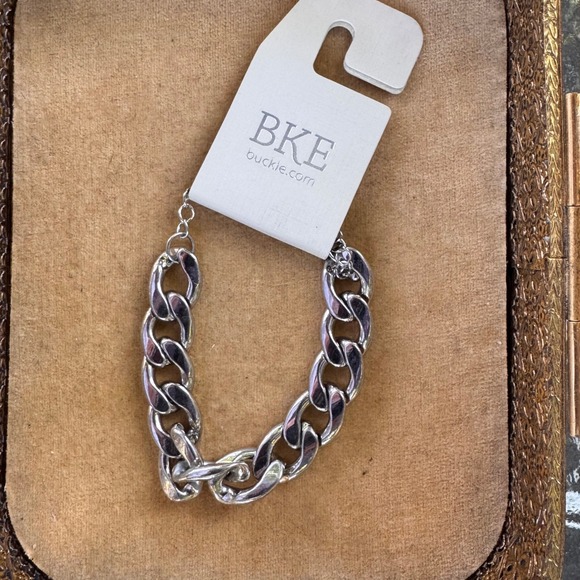 NWT BKE Buckle Heavy Silver Chain Bracelet Chunky‎ Statement Jewelry for Men - Picture 1 of 5